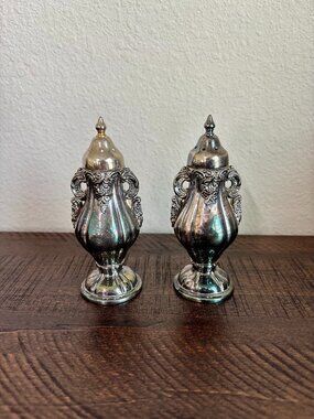 Wallace Baroque Silverplate Salt & Pepper Shakers – Ornate Matching Pair